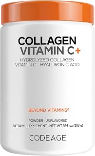 Codeage Collagen Peptides Powder, Vitamin C, Hyaluronic Acid, 9.98 oz