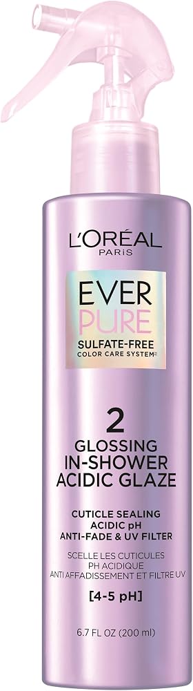 L'Oreal Paris Sulfate Free Glossing In Shower Acidic Glaze, Intensifies Hair Shine & Smoothness, Argan Oil Infused Vegan Hair Care, EverPure, 6.7 Oz - Personal Care