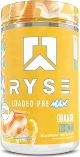 Ryse Loaded Pre Max Pre Workout Powder - Orange Cream - 300mg Dual-Phase Caffeine for Sustained Energy for Men & Women - L-Citrulline, PeptiPump & Alpha-GPC for Power, Pumps & Focus - 25 Servings