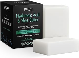 Hyaluronic Acid & Shea Butter Serum Complex Soap Bar - Deep Hydration & Anti-Aging Face & Body Cleanser with Ceramides, Aloe Vera & Jojoba Oil - Natural Korean Cold-Pressed Formula