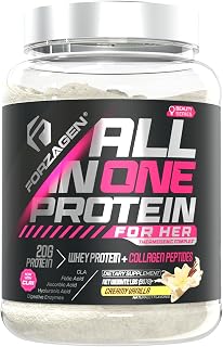Forzagen All in One Protein for Her | Women’s Protein Powder with Multi Collagen Peptides | Hydrolyzed Collagen Supplement, Gut Health, Great for Pre & Post Workout | Vanilla, 30+ Servings