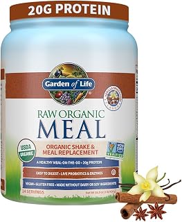 Garden of Life Vegan Protein Powder Raw Organic Meal Replacement Shakes Chocolate with Vanilla Chai Powder, 14 Servings Each
