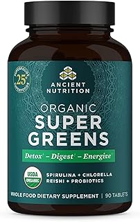 Ancient Nutrition Organic Super Greens Capsules, Probiotics, Spirulina