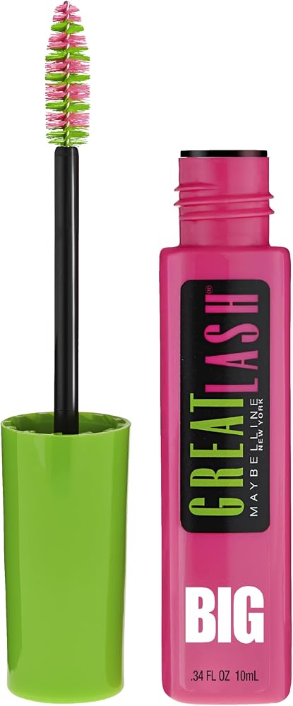 Maybelline Great Lash BIG Washable Mascara, Volumizing, Thickening, Lengthening Mascara, Brownish Black, 1 Count