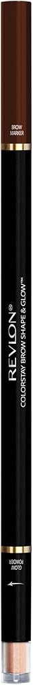 Revlon Colorstay Shape & Glow Eye Brow Marker and Highlighter, Dark Brown, 0.02 Oz (Marker), 0.008 Oz (Highlighter)