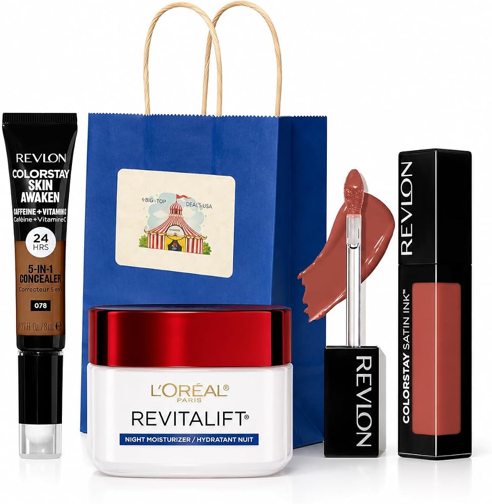 BIGTOPDEALSUSA Beauty Gift Set with Revlon ColorStay and Fenty Lip Duo, Brightening, Assorted