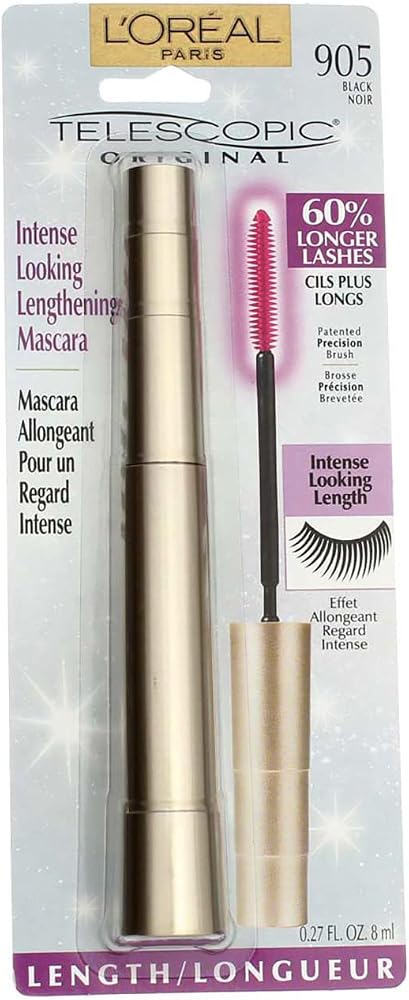 L'Oreal Paris Telescopic Mascara, Black [905] 0.27 oz (Pack of 5) - Personal Care