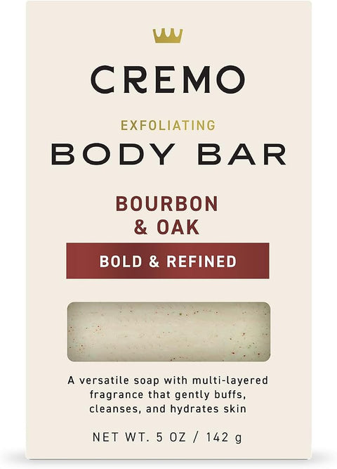 Cremo Exfoliating Body Bar Soap for Men, Bourbon & Oak Scent, 5 Oz - Personal Care
