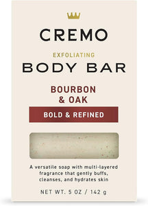 Cremo Exfoliating Body Bar Soap for Men, Bourbon & Oak Scent, 5 Oz - Personal Care