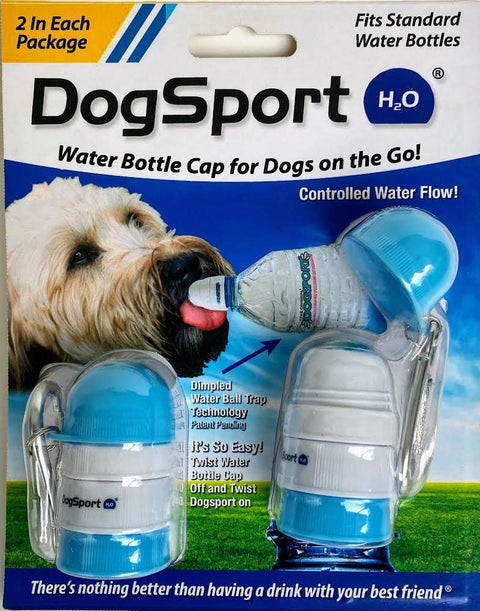 DogSport Water Bottle Cap - Fits Most Standard Bottles, Keychain Ring for Dogs On The Go (Two Pack)