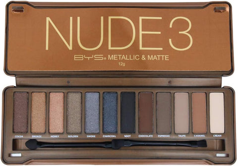 BYS 12 Color Eyeshadow Palette, Nude 3, 3 Ounce, 1 Count