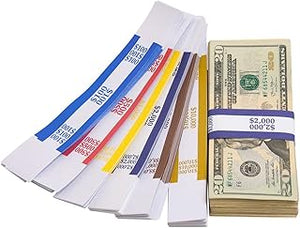 ESSENTIAL 300 Assorted Currency Straps, Self-Adhesive Money Bands