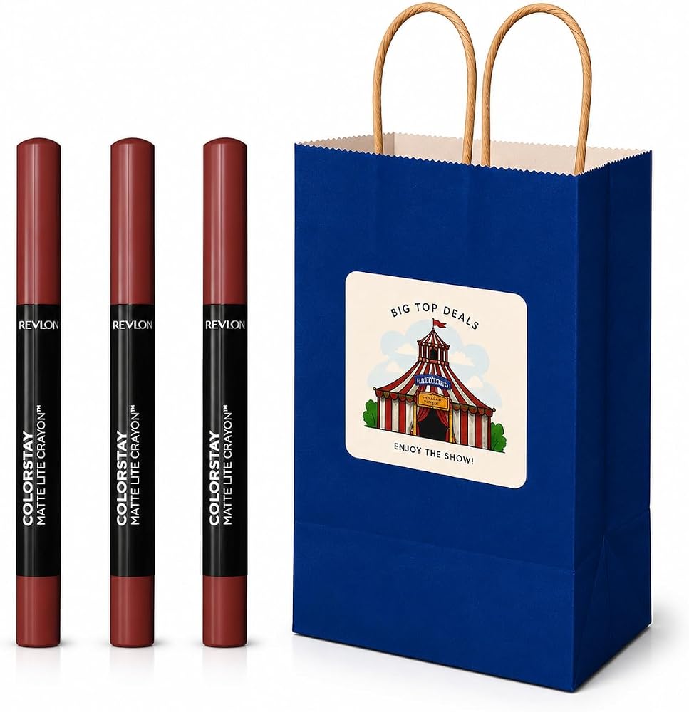 3-Piece Matte Lip Crayon Revlon Gift Set - 003 Souffle All Day Nude Shade, Long Lasting Velvet Lipstick Makeup Bulk Pack for Women,Office Party Game Prize & Secret Santa Stocking Stuffer