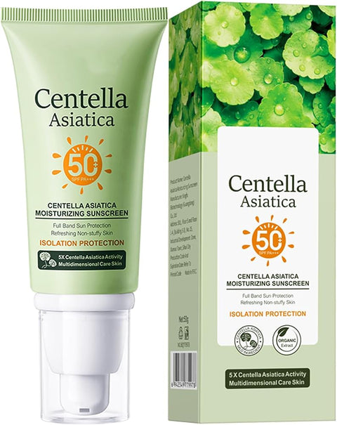 Akary Centella Sunscreen, Broad Spectrum SPF50+ PA+++ Sunscreen, Full Body Suncare Cream, Infused With Organic Centella, Moisturizing All-weather Sun Protection & UV Protection, Oil Control