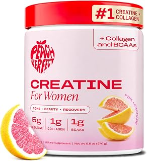 Peach Perfect Creatine for Women – Micronized Creatine Monohydrate Powder with BCAA & Collagen for Glute Strength Support, Boosts Energy, Focus, Strength, and Endurance – Pink Lemonade, 30 Servings