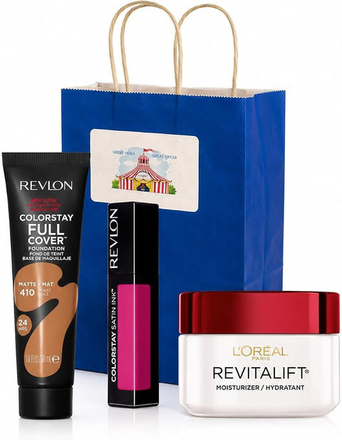 BIGTOPDEALSUSA Beauty Gift Set, Revlon, L'Oréal and Almay Multi-Brand Discovery Pack, Brightening