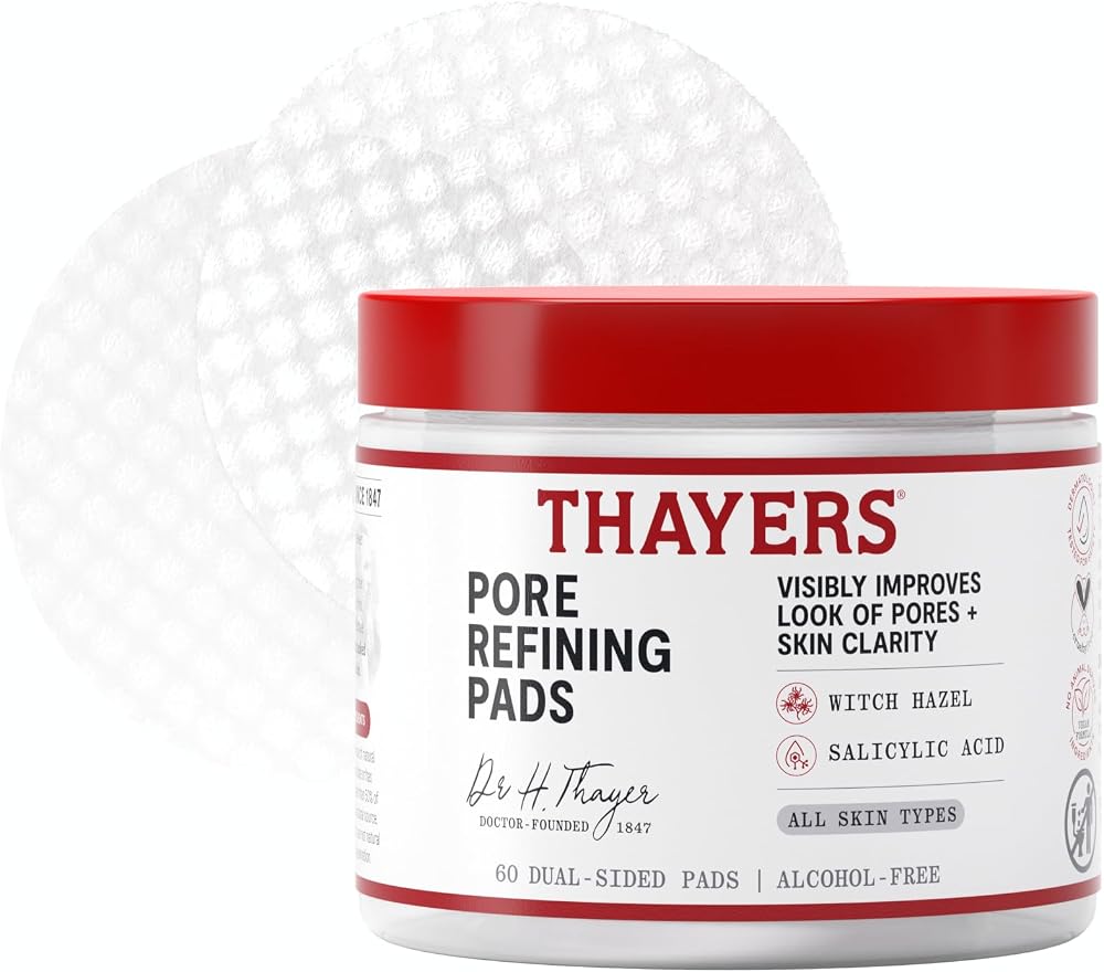 Thayers Pore Refining Toner Pads, Dual-Sided Exfoliating Pads, 60 Ct - Personal Care