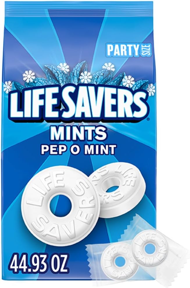 Life Savers Pep O Mint Hard Candy, Individually Wrapped, Party Size, 2.8 lb, Approx 265 Count