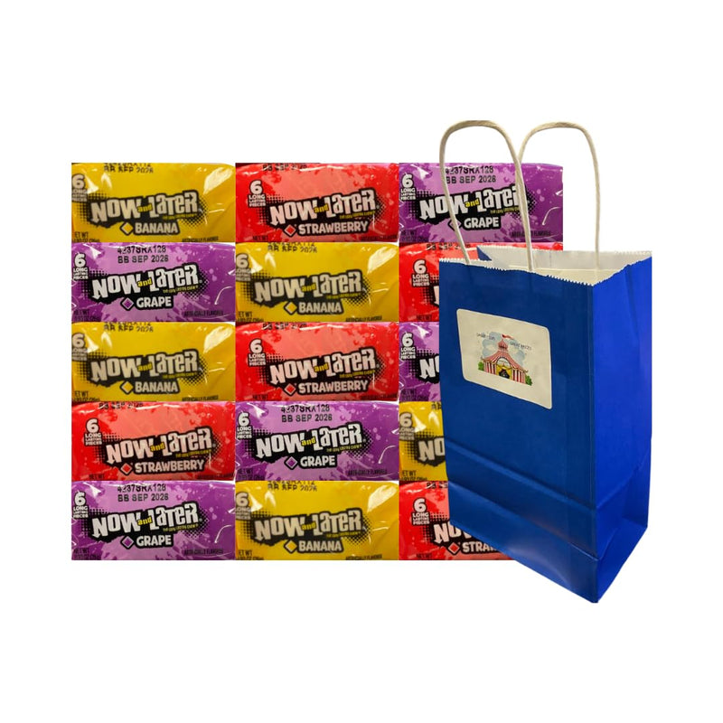 Now and Later Chewy Candy Variety Pack 15 Pieces Blue Gift Bag