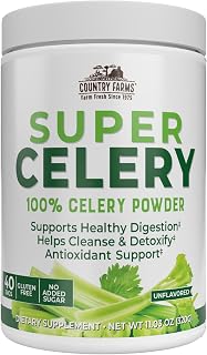 Country Farms Super Celery Powder, 100% Celery Powder, Supports Healthy Digestion, Helps Cleanse & Detoxify, Antioxidant Support, 40 Servings, 11.3 Ounce (Pack of 1)