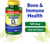 Vitamin D3 Spring Valley Softgels, 125 mcg per Softgel, 5,000 IU, 400 Count, and Gift Ice  - Image 4
