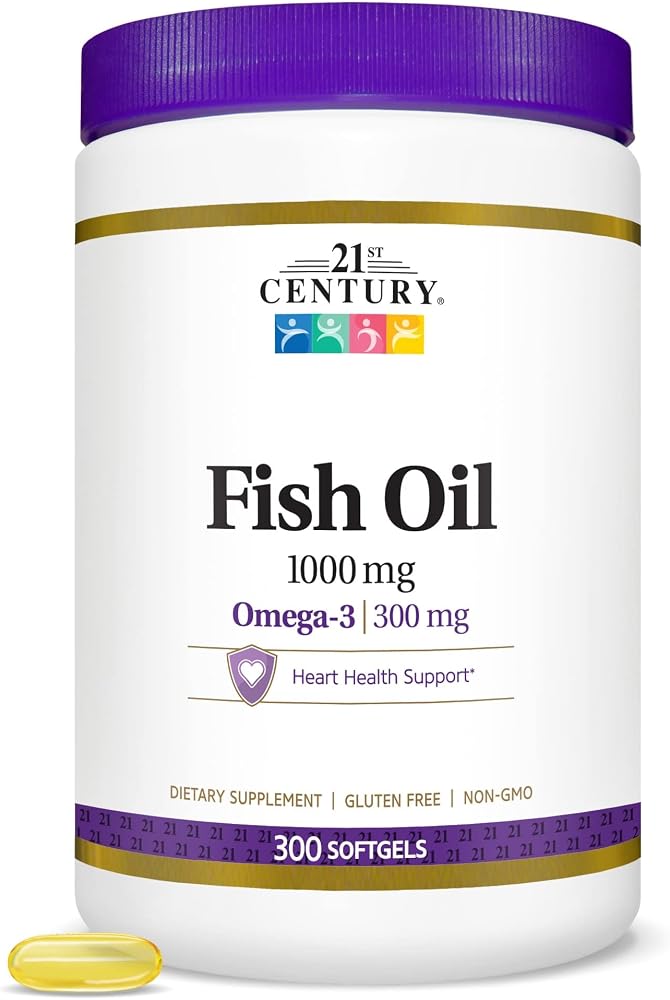 21st Century Fish Oil 1000mg Omega-3 Softgels, Value Size, 300 Count