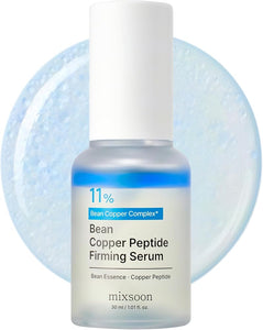 Mixsoon Bean Copper Peptide Firming Serum GHK-Cu Copper Peptides Dual-Phase face skincare with Fermented Bean & 2% Niacinamide for Firm-Looking Skin, Korean Skincare, 30ml / 1.01 fl oz