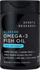 Sports Research® Omega-3 Fish Oil 1250mg from Wild Alaska Pollock, 30 Count