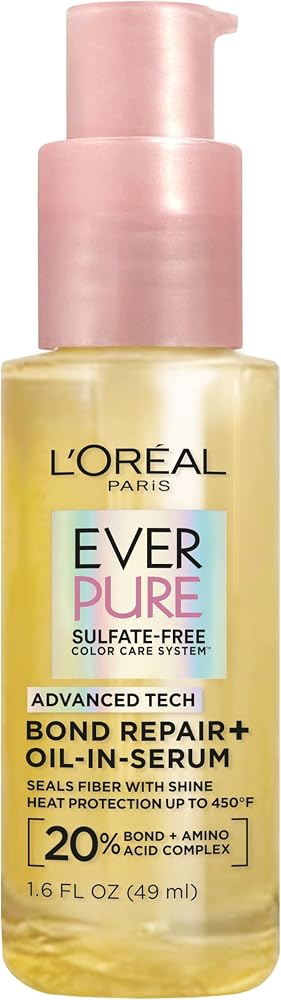 L'Oreal Paris Bond Repair+ Hair Oil-in-Serum, Heat Protectant to Strengthen Damaged, Color-Treated Hair, Provides Intense Shine and Frizz Control, EverPure, 1.6 Fl Oz (Packaging May Vary)