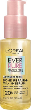 L'Oreal Paris Bond Repair+ Hair Oil-in-Serum, Heat Protectant to Strengthen Damaged, Color-Treated Hair, Provides Intense Shine and Frizz Control, EverPure, 1.6 Fl Oz (Packaging May Vary)