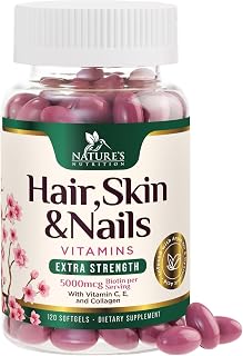 Hair Skin and Nails Vitamins for Hair Growth - Extra Strength Biotin 5000mcg, Collagen, Argan Oil & Hyaluronic Acid Multivitamin - Best Beauty Supplement for Women & Men - USA Bottled - 120 Softgels