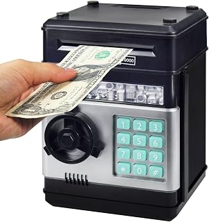 Piggy Bank for Kids, ATM Electronic Password Cash Coin Bank, Money Saving Box for Kids, Boys Girls Birthday Gift (Black)