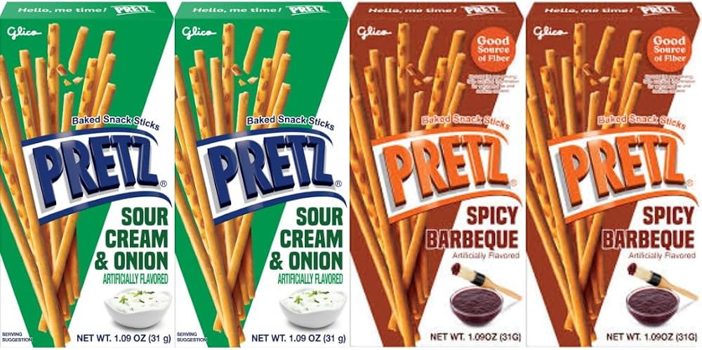 Baked Snack Sticks 4 Pack – 1.9 oz Each, Includes 2 Flavors: Sour Cream & Onion, Spicy Barbeque – Crunchy, Savory, Convenient Snack Sticks for Kids, Adults, On-the-Go, Party, Office