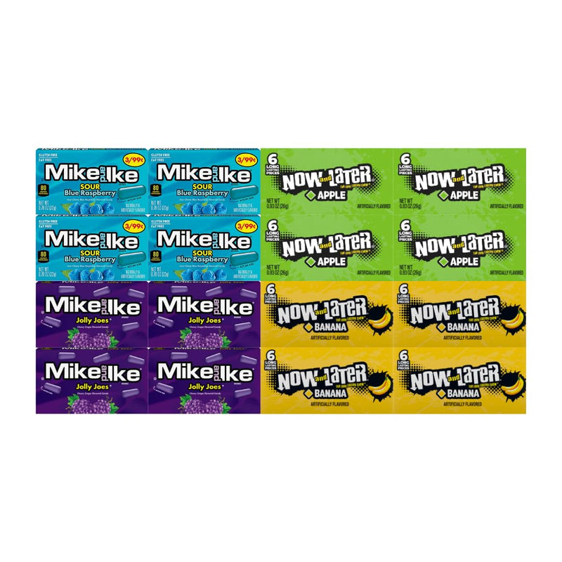 Assorted Candy Mix Variety Pack - 16-Piece Bulk Pack with Mike and Ike & Now and Later Flavors