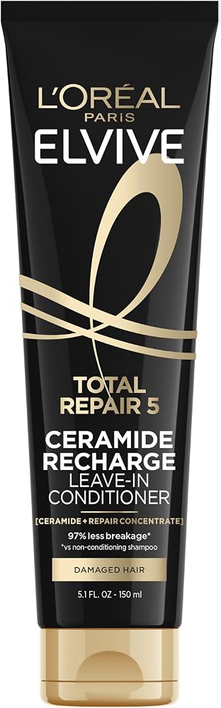 L'Oreal Paris Elvive Total Repair 5 Protein Recharge Leave In Conditioner Treatment and Heat Protectant, 5.1 Ounce - Personal Care