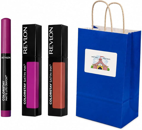 BIG TOP DEALS USA Lipstick Set, Assorted, Matte and Liquid Finish, Brightening, 3 Piece