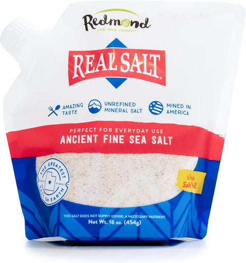 Redmond Real Salt - Ancient Fine Sea Salt, Unrefined, 16 Oz Pouch (1 Pack) - Personal Care
