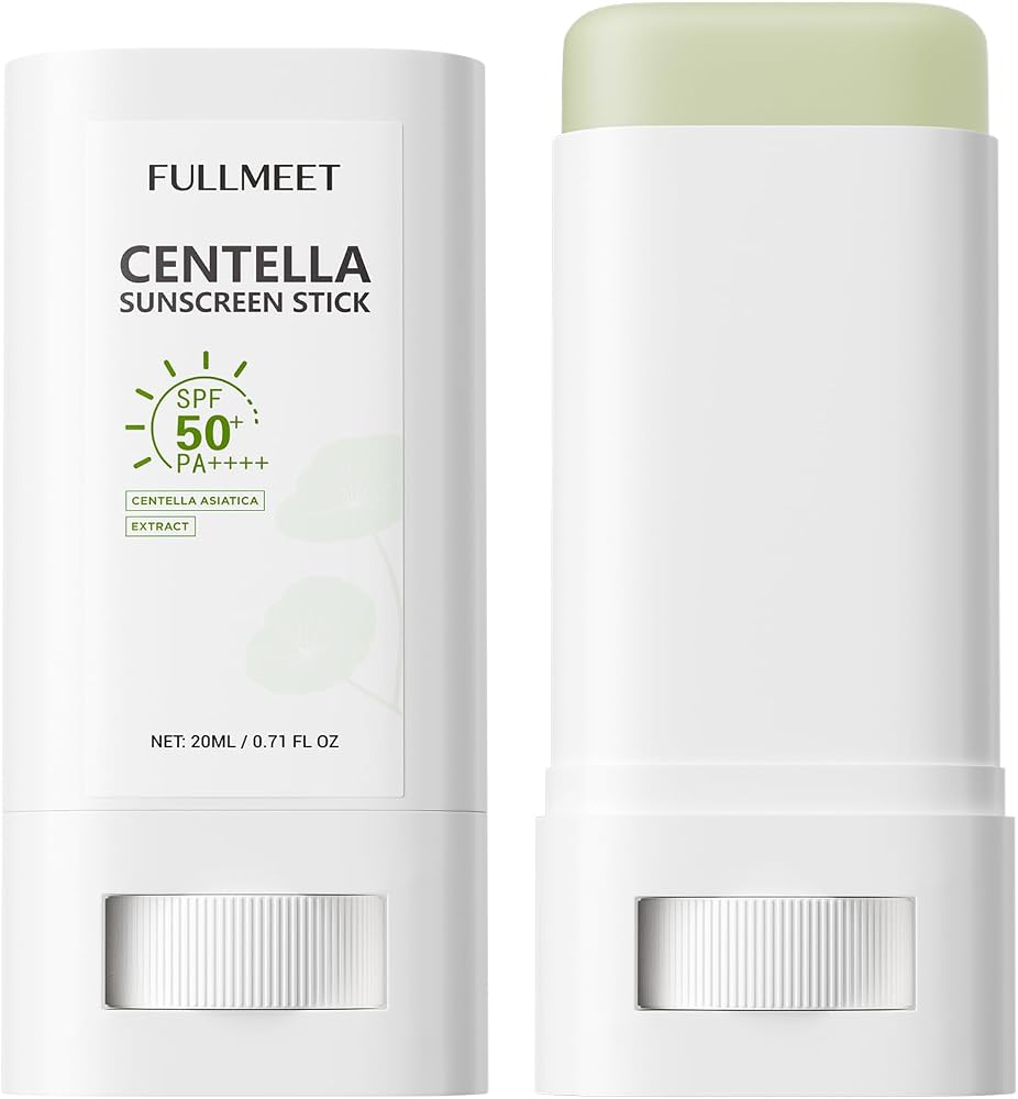 Sunscreen Stick with Centella, Sunscreen Stick SPF50+ PA++++, Soothing, Moisturizing, No White Cast, Matte Sun Stick Broad Spectrum Sunblock Stick for Face & Body, 0.71 OZ