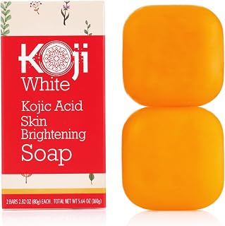 Koji White Pure Kojic Acid Soap | Glycerin Soap Bar for Gentle Skin Brightening and Exfoliation with Tea Tree, Coconut Oil, Hyaluronic Acid & Vitamin C, Vegan, 2.82 oz