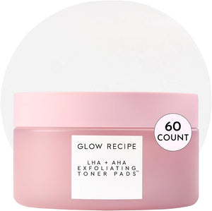 Glow Recipe LHA + AHA Toner Pads - Korean Exfoliating Toner for Face - Pore Minimizer - Hydrating Toner Pads - 5 Gentle Acids, Watermelon Enzymes, Hydrating Botanicals (60 Face Pads)