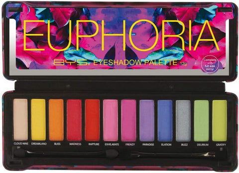 BYS Eyeshadow Palette Tin with Mirror and Applicator 12 Shades (1, Euphoria)