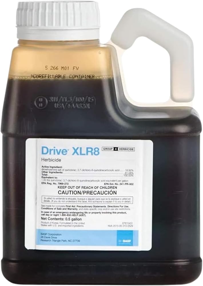 BASF Drive XLR8 Crabgrass Killer for Lawn & Turf, Post Emergent Grassy & Broadleaf Weed Control, Active Ingredient Quinclorac, 30 Day Residual, Herbicide, Concentrate 64 Ounce