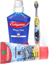 Colgate Kids Complete Dental Care Batman Anticavity Toothpaste 80g and PhosFlur Mint MouthWash 500ml with BatmanToothbrush Extra Soft with Tongue Cleaner for Children Above 6 Years