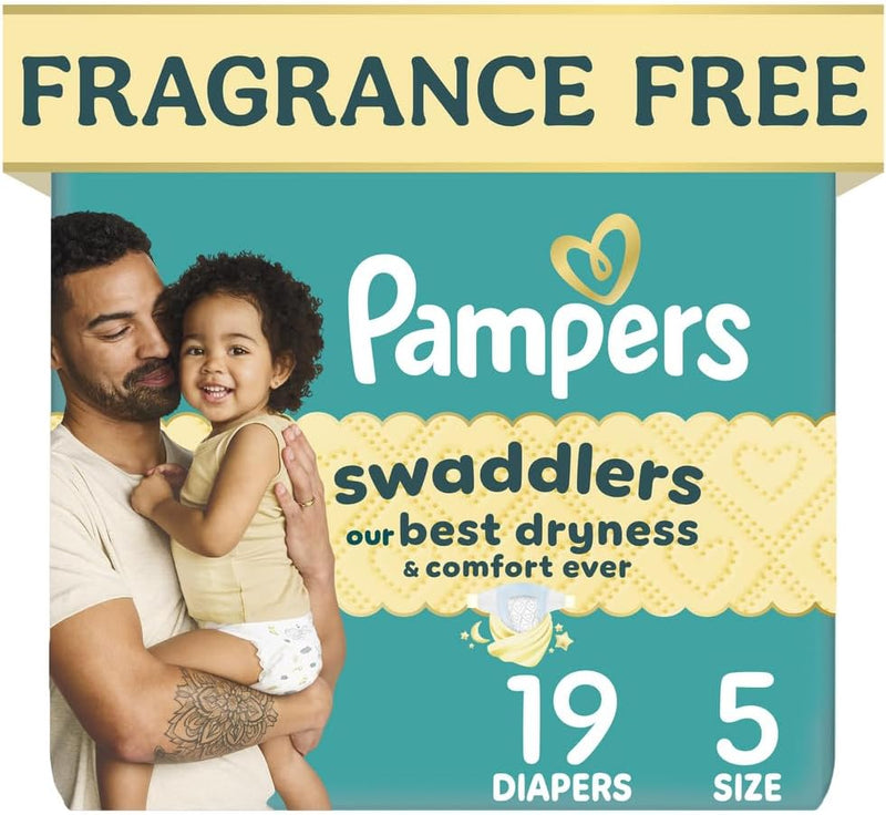 Pampers Swaddlers Diapers, Size 5 (20-37 lbs), , Hypoallergenic, Absorbent, Keeps Baby Dry and Comfortable, Skin Safe Disposable Baby Diaper