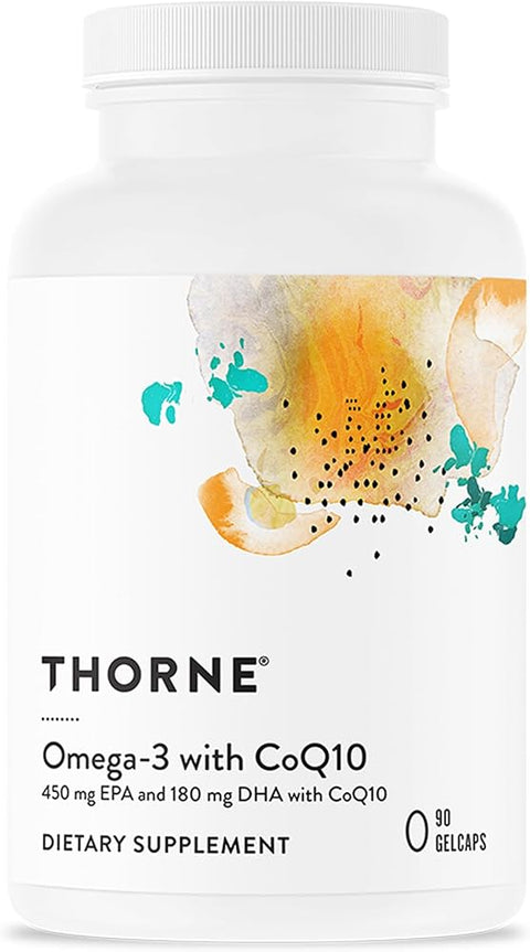 THORNE Omega-3 with CoQ10, Fish Oil Supplement with EPA & DHA, 90 Softgels