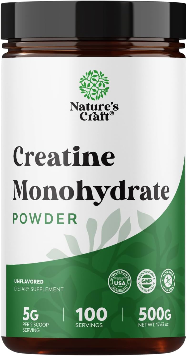 Creatine Monohydrate for Pre and Post Workout Support - 100 Servings