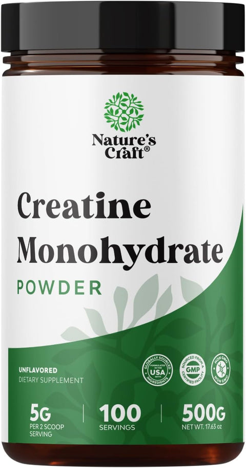 Creatine Monohydrate for Pre and Post Workout Support - 100 Servings