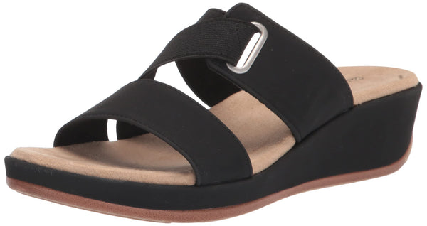 Easy Street Women's Sayre Wedge Sandal Slide, Black, 6