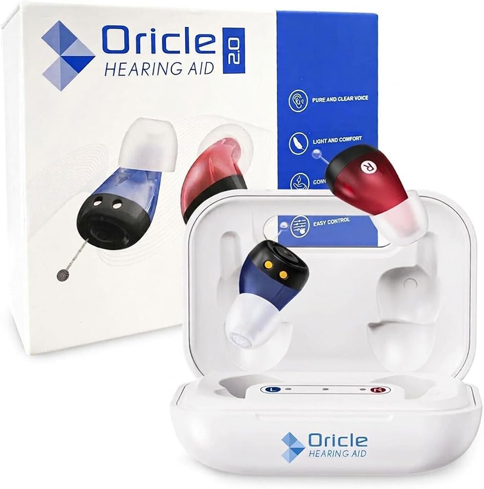 Oricle Hearing Aids for Seniors - Oricle Hearing Aids for Adults with Advanced Noise Cancellation - Easy Volume Control with Portable Charging Case