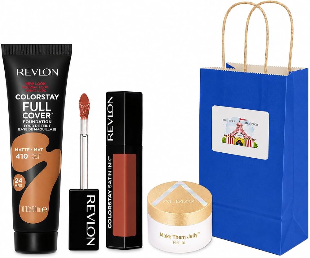 BIGTOPDEALSUSA Full Glam Makeup Set, Brightening, with Foundation, Bold Lip and Eye Products